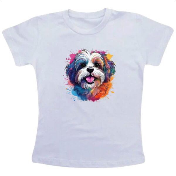 Camiseta Infanto Juvenil Lhasa apso Watercolor Arte