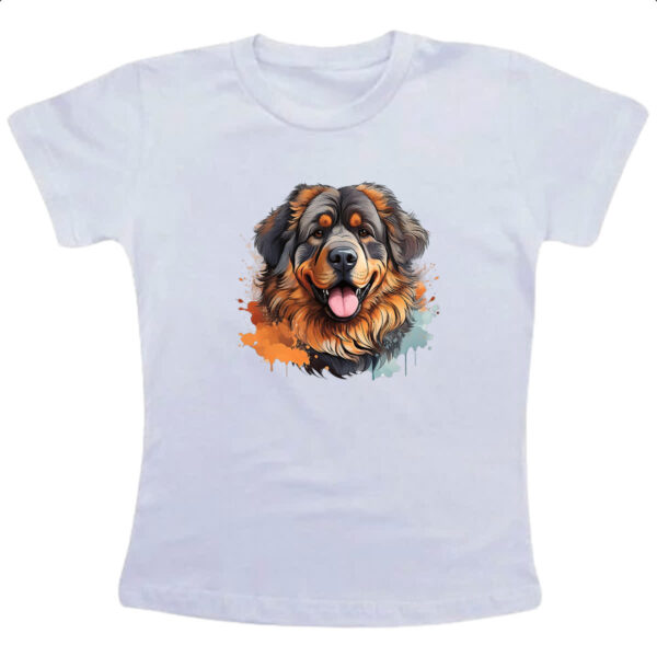 Camiseta Infanto Juvenil Mastim tibetano Watercolor Arte