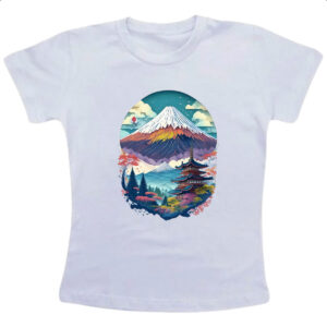 Camiseta Infanto Juvenil Monte Fuji Watercolor Arte