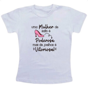 Camiseta Infanto Juvenil Mulher Salto Poderosa Joelhos Vitoriosa
