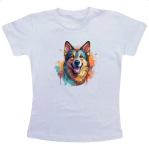 Camiseta Infanto Juvenil Pastor alemao Watercolor Arte