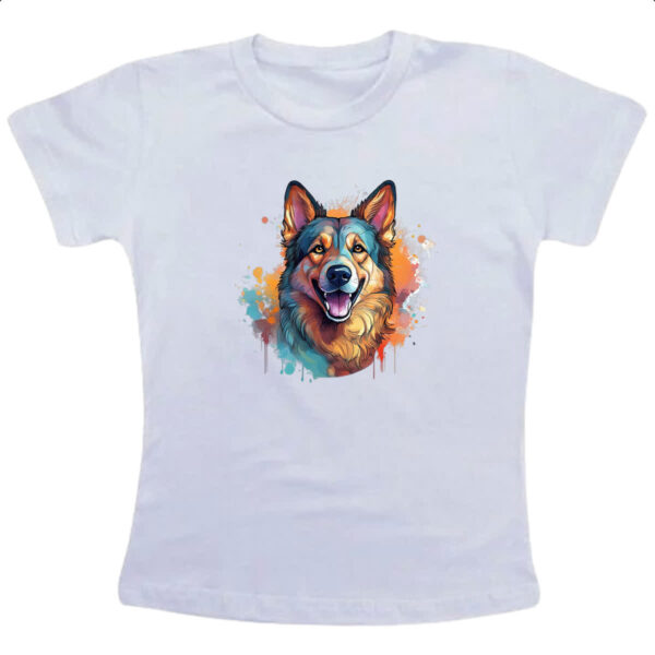 Camiseta Infanto Juvenil Pastor alemao Watercolor Arte