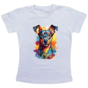 Camiseta Infanto Juvenil Pinscher Watercolor Arte
