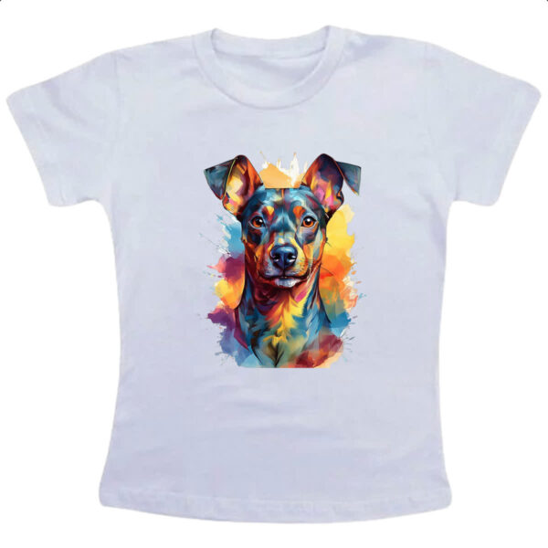 Camiseta Infanto Juvenil Pinscher Watercolor Arte