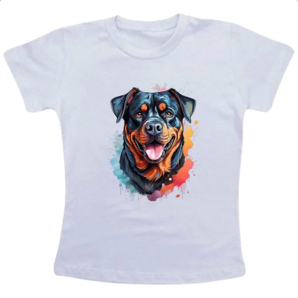 Camiseta Infanto Juvenil Rottweiler Watercolor Arte
