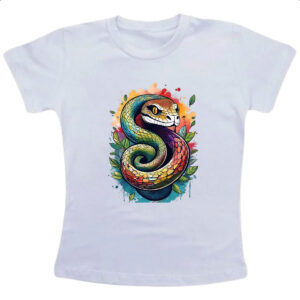 Camiseta Infanto Juvenil Serpente Watercolor Arte