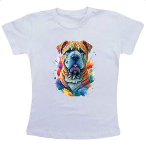 Camiseta Infanto Juvenil Shar-pei Watercolor Arte