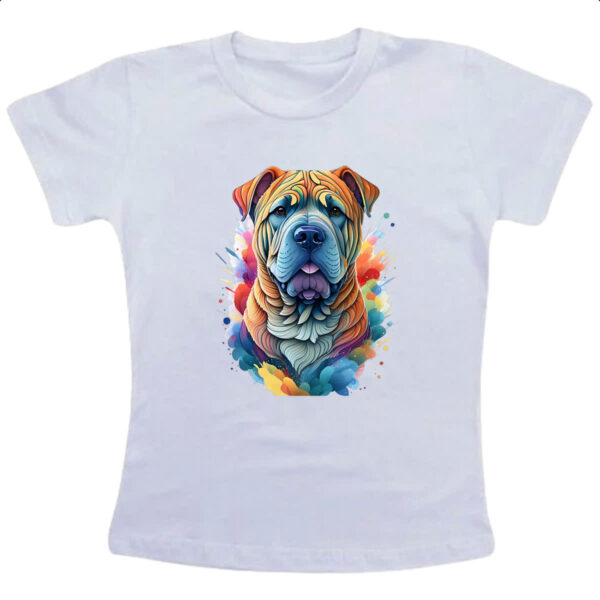 Camiseta Infanto Juvenil Shar-pei Watercolor Arte