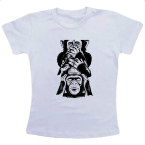 Camiseta Infanto Juvenil 3 macacos sabios chinpanzes