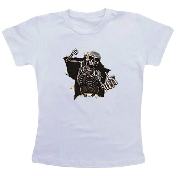 Camiseta Infanto Juvenil Caveira mal educada rasgando camisa