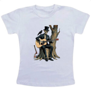 Camiseta Infanto Juvenil Esqueleto tocando violao