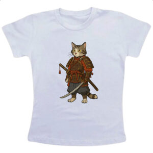 Camiseta Infanto Juvenil Gato Samurai Cartoon Art