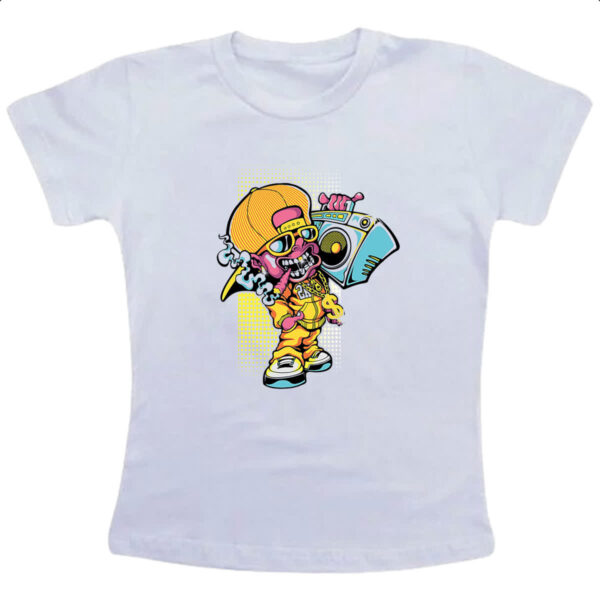 Camiseta Infanto Juvenil Monstro ouvindo som