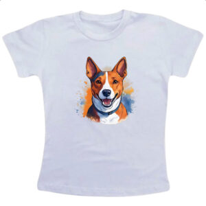 Camiseta Infanto Juvenil Basenji Watercolor Arte