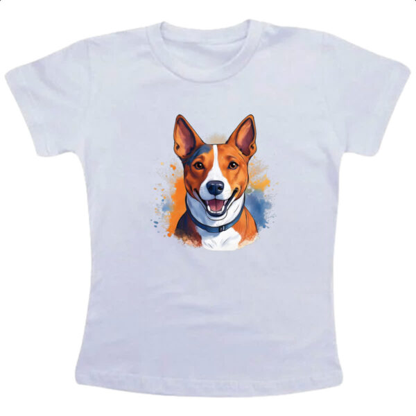 Camiseta Infanto Juvenil Basenji Watercolor Arte