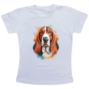 Camiseta Infanto Juvenil Basset Hound Watercolor Arte