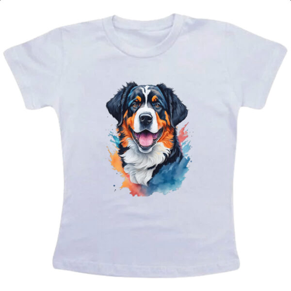 Camiseta Infanto Juvenil Boiadeiro de Berna Watercolor Arte
