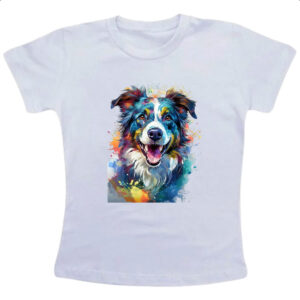 Camiseta Infanto Juvenil Border Collie Watercolor Arte
