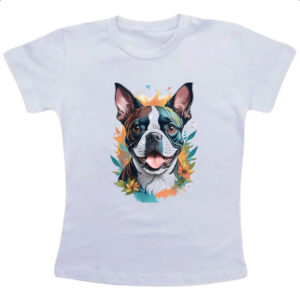Camiseta Infanto Juvenil Boston Terrier Watercolor Arte