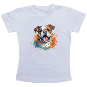 Camiseta Infanto Juvenil Bulldog Watercolor Arte