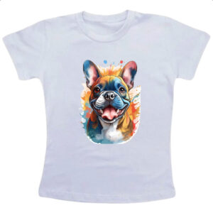 Camiseta Infanto Juvenil Bulldog frances Watercolor Arte