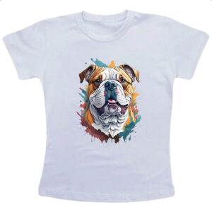 Camiseta Infanto Juvenil Bulldog ingles Watercolor Arte
