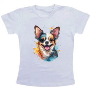Camiseta Infanto Juvenil Chihuahua Watercolor Arte