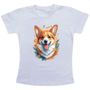 Camiseta Infanto Juvenil Corgi Watercolor Arte