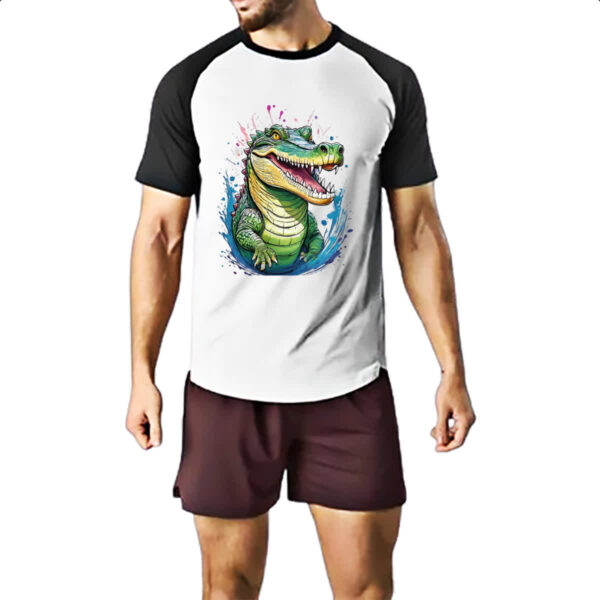 Camiseta Raglan Crocodilo Watercolor Arte - Imagem 2