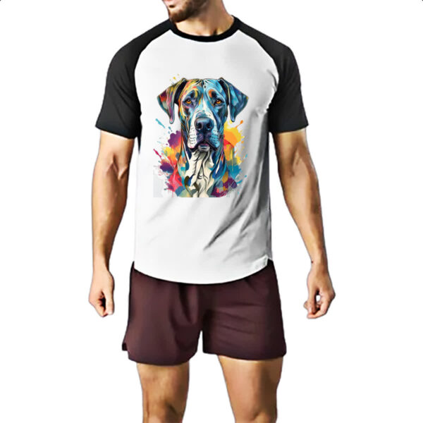 Camiseta Raglan Dogue alemao Watercolor Arte - Imagem 2