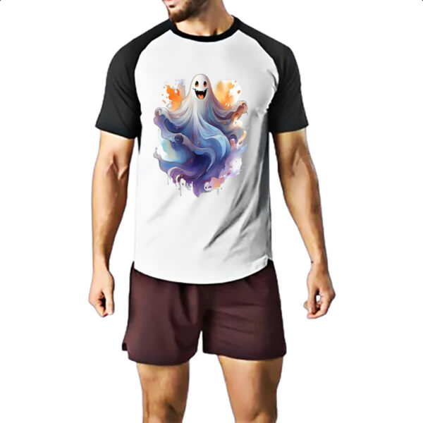 Camiseta Raglan Fantasma Watercolor Arte - Imagem 2