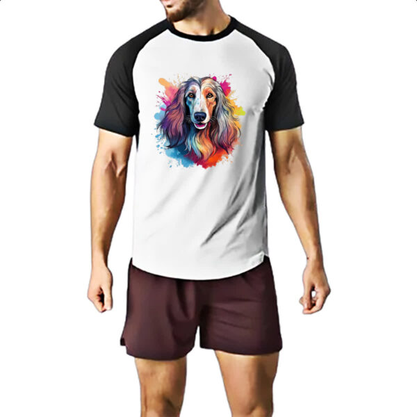 Camiseta Raglan Galgo afegao Watercolor Arte - Imagem 2
