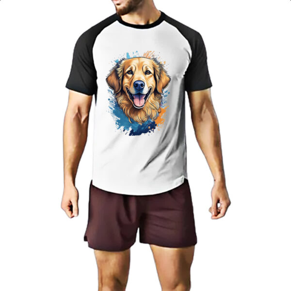 Camiseta Raglan Golden Retriever Watercolor Arte - Imagem 2