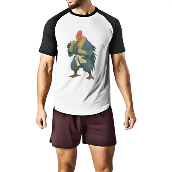 Camiseta Raglan Galo Samurai Cartoon art - Imagem 2