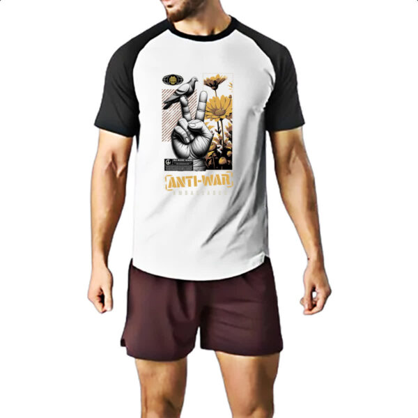Camiseta Raglan Paz e amor anti guerra - Imagem 2
