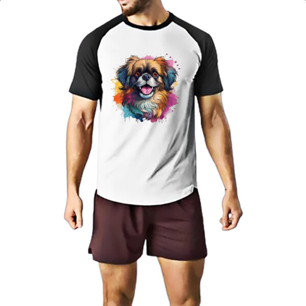 Camiseta Raglan Pequines Watercolor Arte - Imagem 2