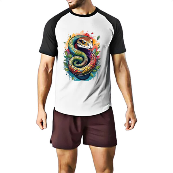 Camiseta Raglan Serpente Watercolor Arte - Imagem 2