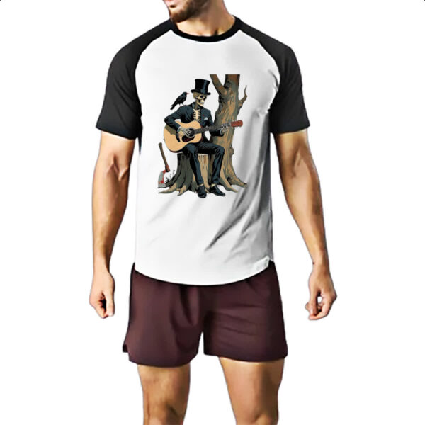 Camiseta Raglan Esqueleto tocando violao - Imagem 2