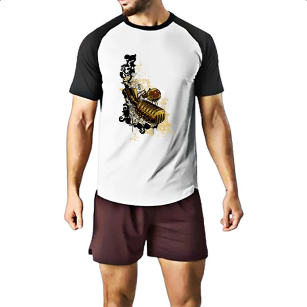 Camiseta Raglan Microofone Gothic Arte - Imagem 2