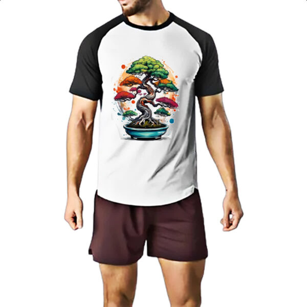 Camiseta Raglan Bonsai Watercolor Arte - Imagem 2