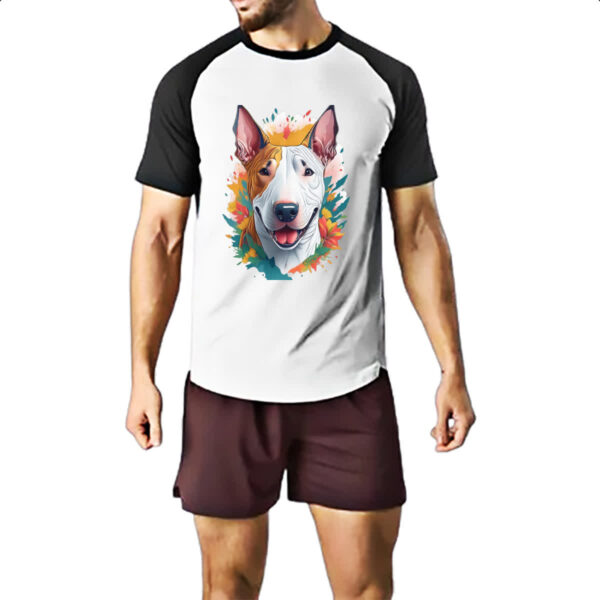 Camiseta Raglan Bull Terrier Watercolor Arte - Imagem 2