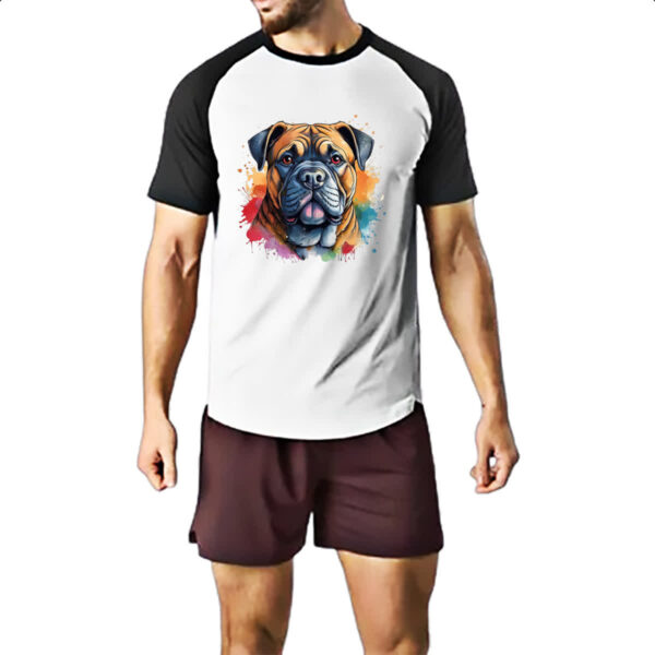 Camiseta Raglan Bulmastife Watercolor Arte - Imagem 2