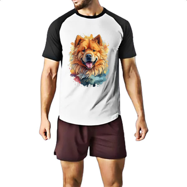Camiseta Raglan Chow Chow Watercolor Arte - Imagem 2