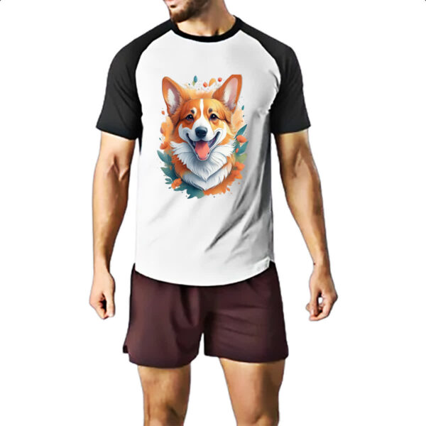 Camiseta Raglan Corgi Watercolor Arte - Imagem 2