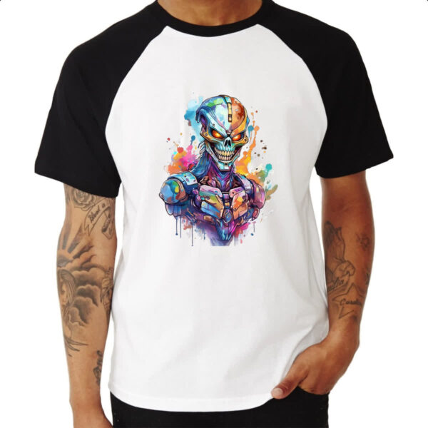 Camiseta Raglan Exterminador Watercolor Arte - Imagem 3