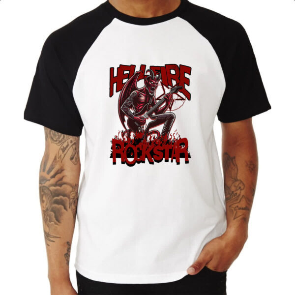 Camiseta Raglan Hell Fire Rockstar - Imagem 3