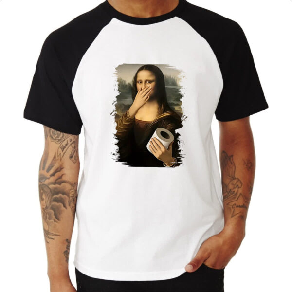Camiseta Raglan Mona Lisa que fedo - Imagem 3