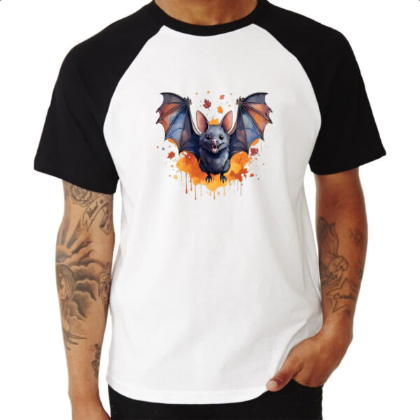 Camiseta Raglan Morcego Watercolor Arte - Imagem 3