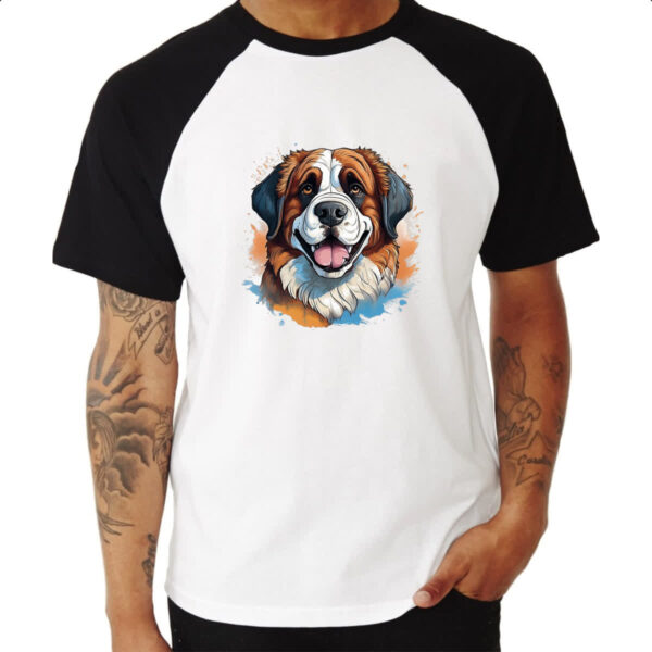Camiseta Raglan Sao Bernado Watercolor Arte - Imagem 3