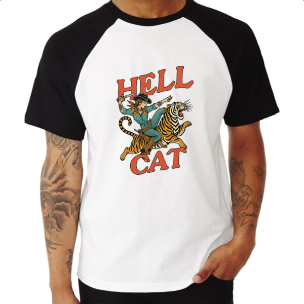 Camiseta Raglan Hell Cat Girl - Imagem 3